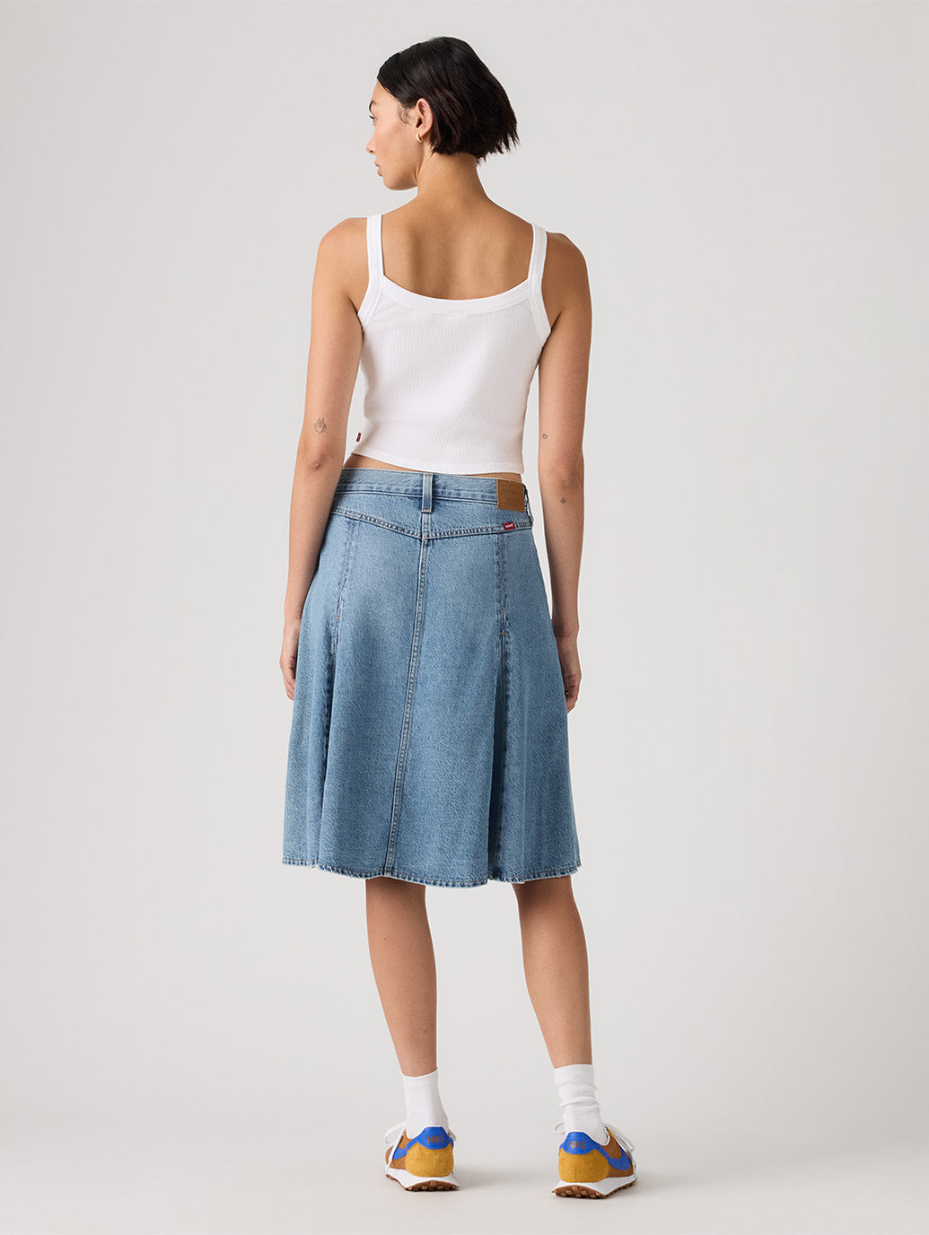 テンセル ゴデットフレアスカート ミディアムインディゴ