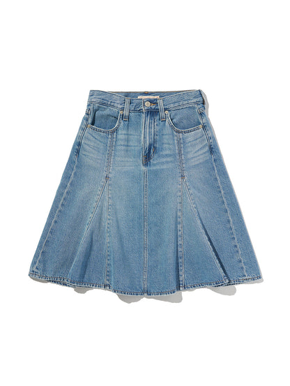 テンセル ゴデットフレアスカート ミディアムインディゴ