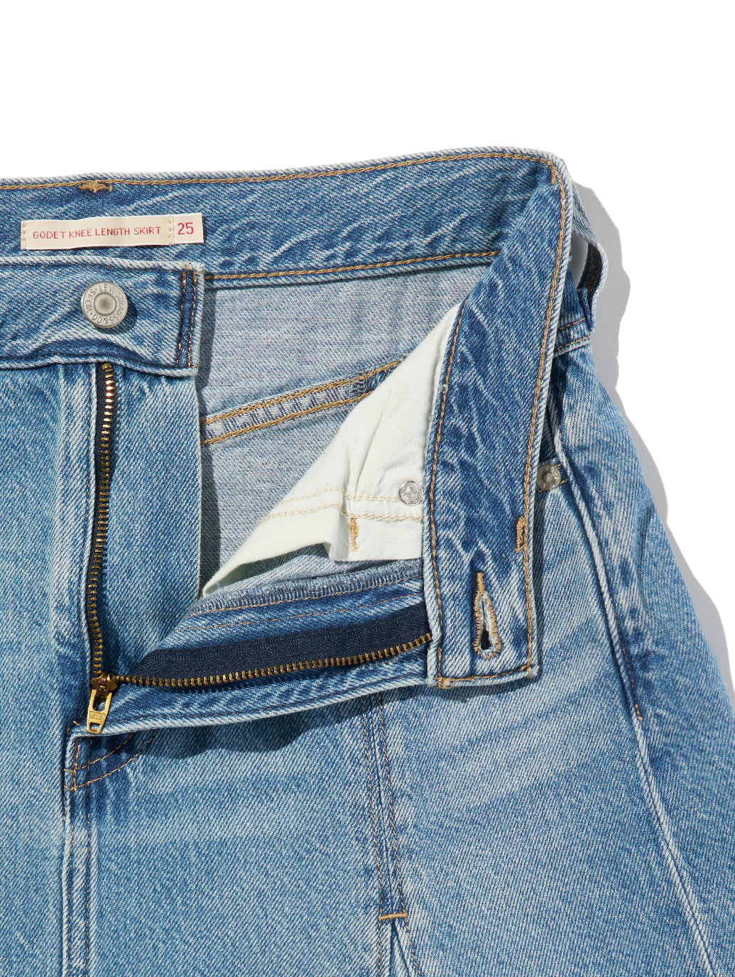 テンセル ゴデットフレアスカート ミディアムインディゴ