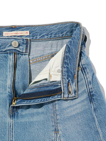 テンセル ゴデットフレアスカート ミディアムインディゴ