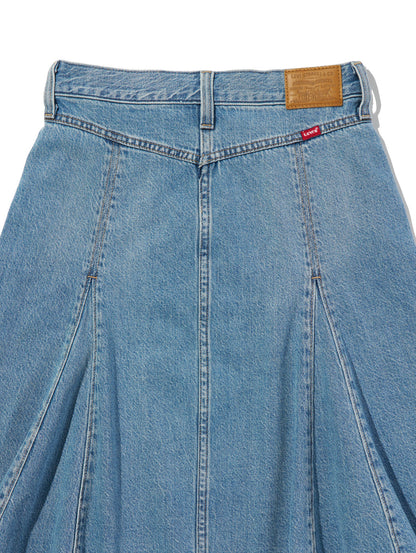 テンセル ゴデットフレアスカート ミディアムインディゴ