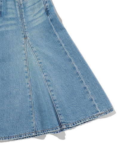 テンセル ゴデットフレアスカート ミディアムインディゴ