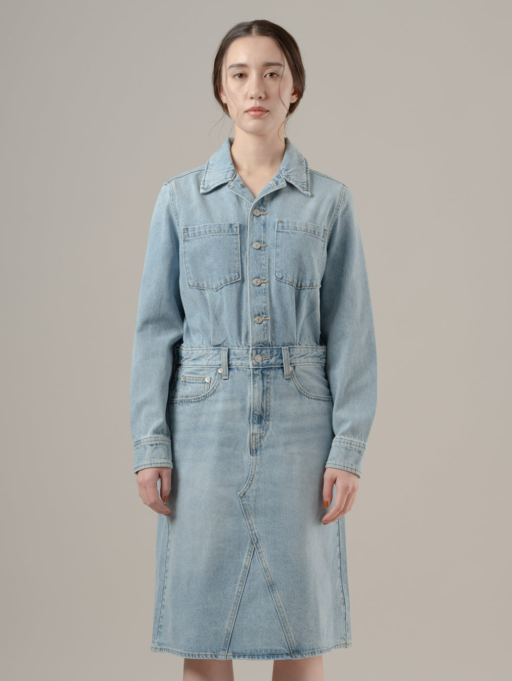 Aラインデニムウエスタンドレス