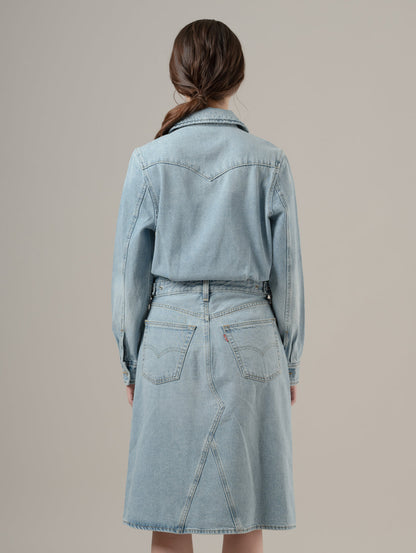 Aラインデニムウエスタンドレス