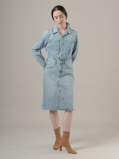 Aラインデニムウエスタンドレス