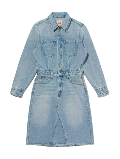 Aラインデニムウエスタンドレス