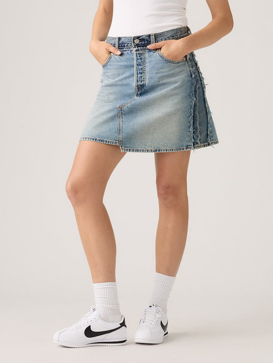 デコンストラクテッド エッジ スカート ミディアムインディゴ
