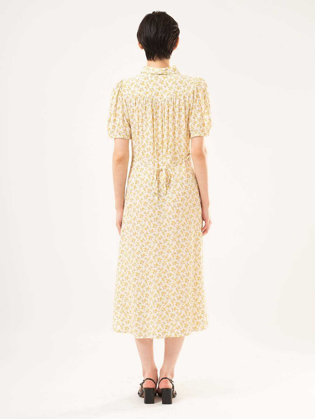 Rosa ショートスリーブ ミディカラー ドレス