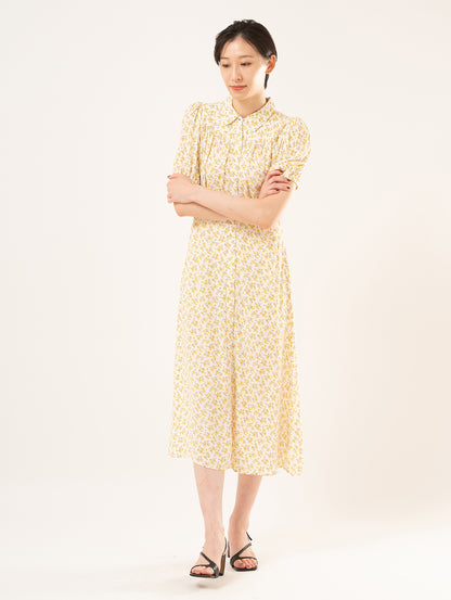 Rosa ショートスリーブ ミディカラー ドレス