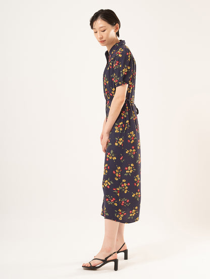 Rosa ショートスリーブ ミディカラー ドレス