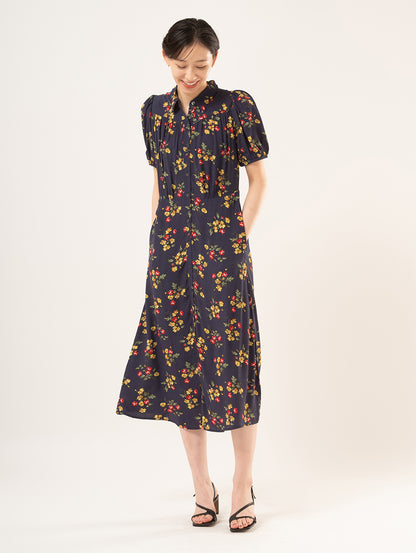 Rosa ショートスリーブ ミディカラー ドレス