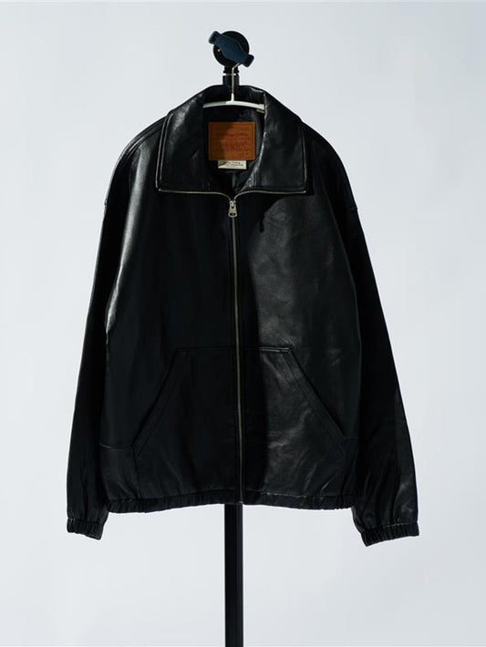 PREMIUM BLACK FULLZIP SPORTS LEATHER JACKET