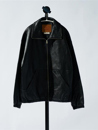 PREMIUM BLACK FULLZIP SPORTS LEATHER JACKET