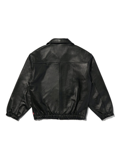 PREMIUM BLACK FULLZIP SPORTS LEATHER JACKET
