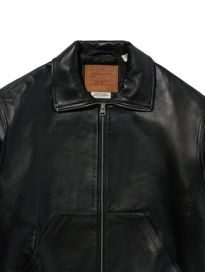 PREMIUM BLACK FULLZIP SPORTS LEATHER JACKET
