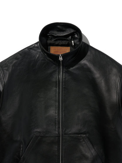 PREMIUM BLACK FULLZIP SPORTS LEATHER JACKET