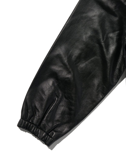 PREMIUM BLACK FULLZIP SPORTS LEATHER JACKET