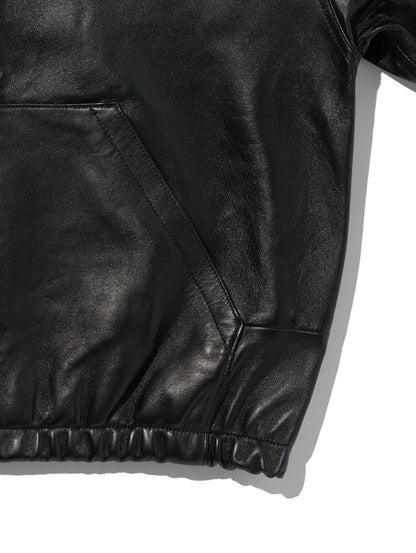 PREMIUM BLACK FULLZIP SPORTS LEATHER JACKET