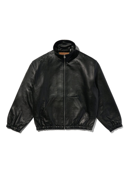 PREMIUM BLACK FULLZIP SPORTS LEATHER JACKET