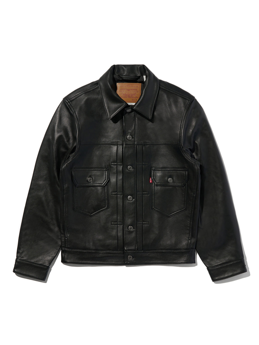 PREMIUM BLACK TYPEⅡ TRUCKER LEATHER JACKET
