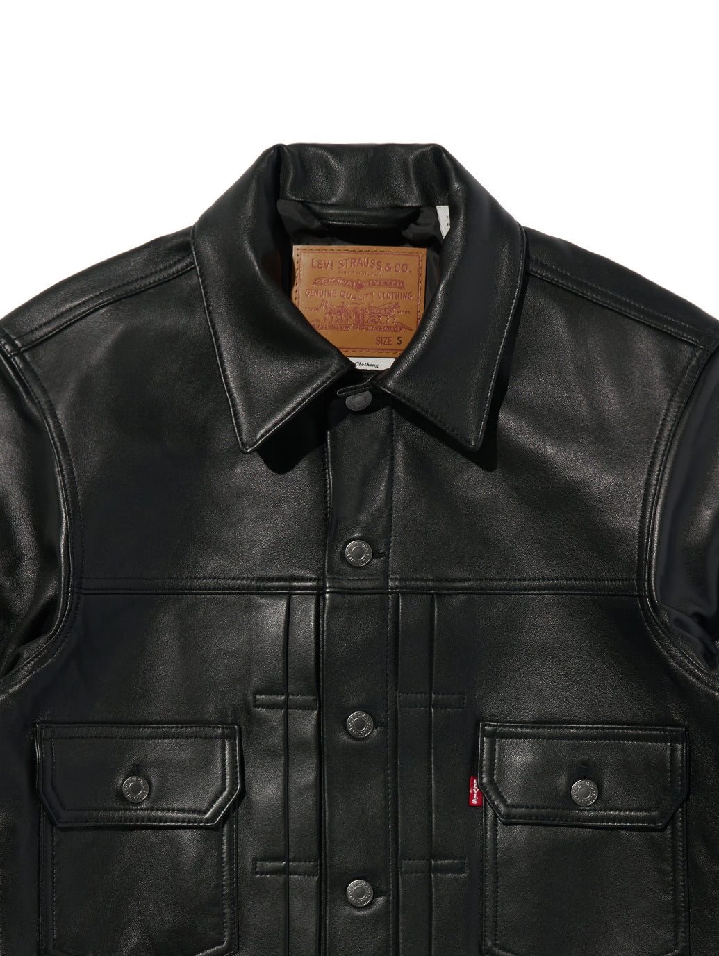 PREMIUM BLACK TYPEⅡ TRUCKER LEATHER JACKET
