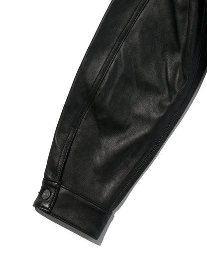 PREMIUM BLACK TYPEⅡ TRUCKER LEATHER JACKET