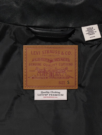 PREMIUM BLACK TYPEⅡ TRUCKER LEATHER JACKET