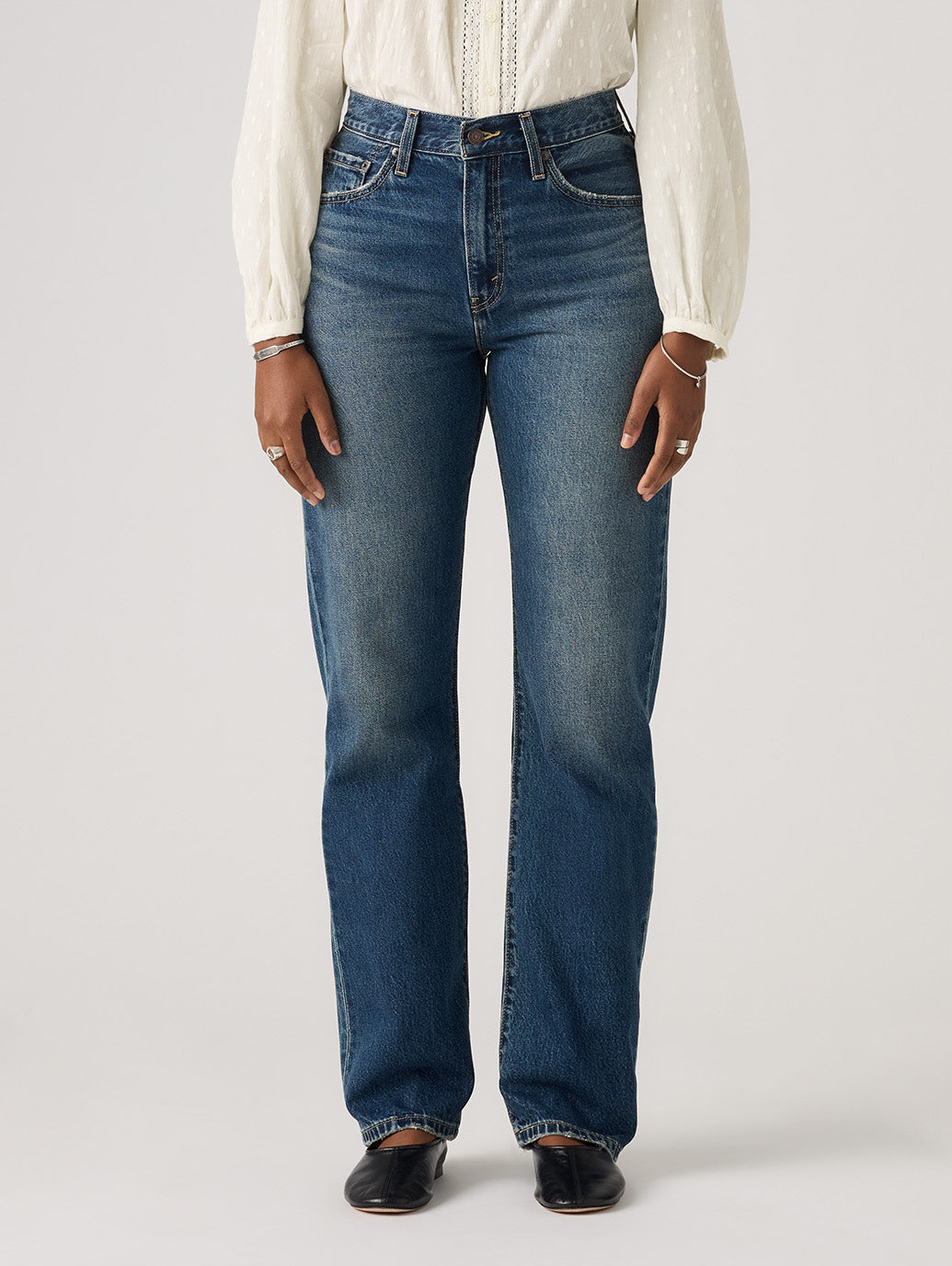 EASY DAD ジーンズ ミディアムインディゴ