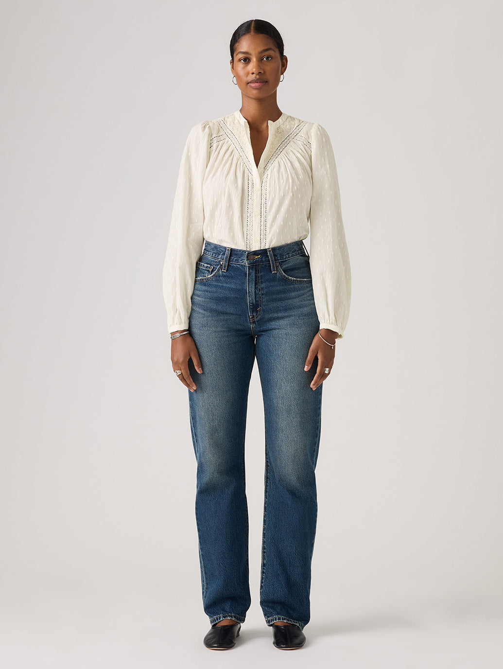 EASY DAD ジーンズ ミディアムインディゴ