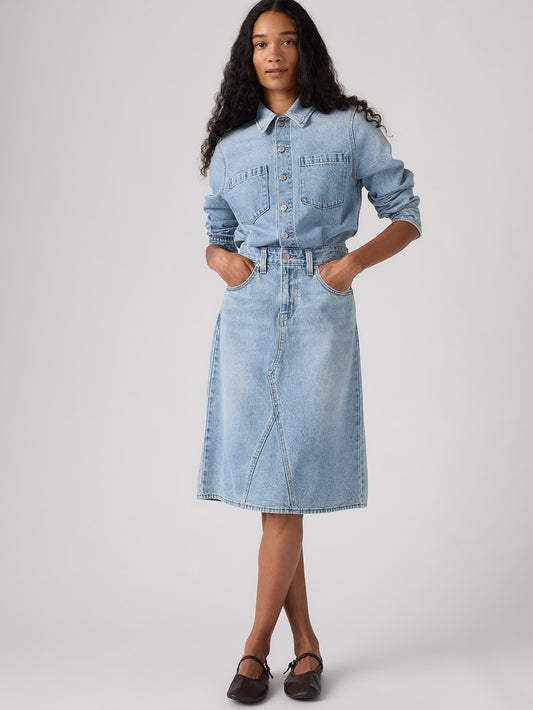 Aラインデニムウエスタンドレス