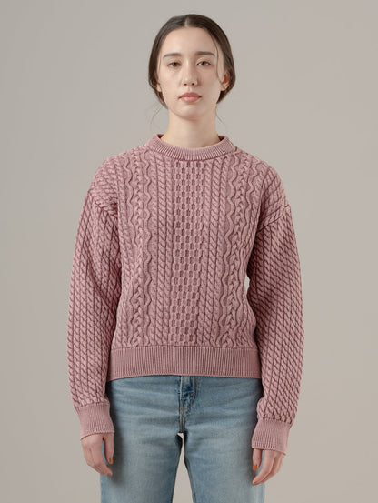 LEILAH ケーブルクルーネックセーター