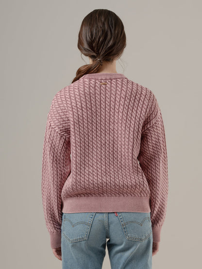 LEILAH ケーブルクルーネックセーター