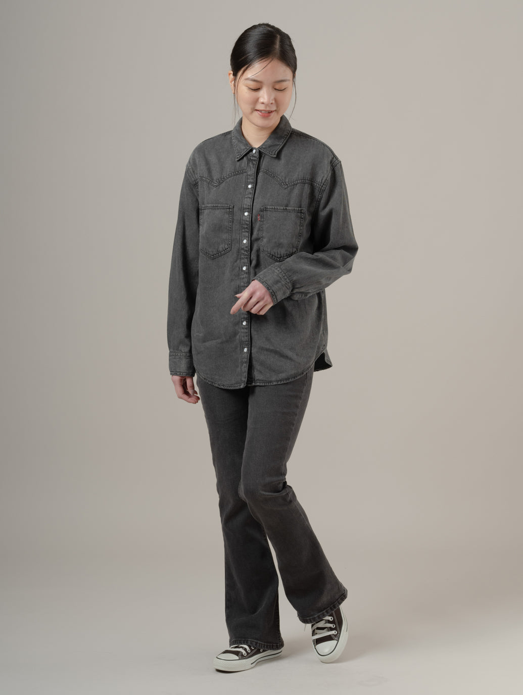 LOW SLIM BOOT ジーンズ ブラック