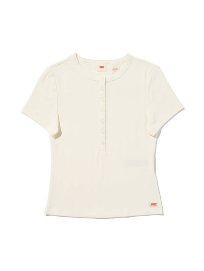 DRY GOODS ポインテール ショートスリーブ ヘンリーネックTシャツ