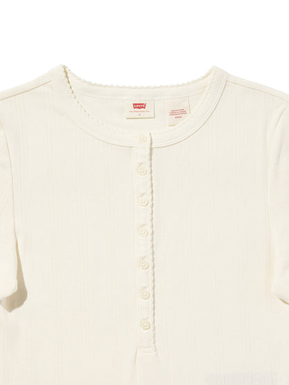 DRY GOODS ポインテール ショートスリーブ ヘンリーネックTシャツ