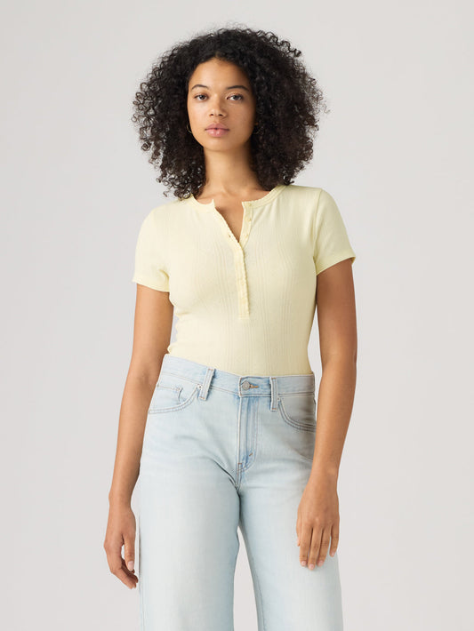 DRY GOODS ポインテール ショートスリーブ ヘンリーネックTシャツ