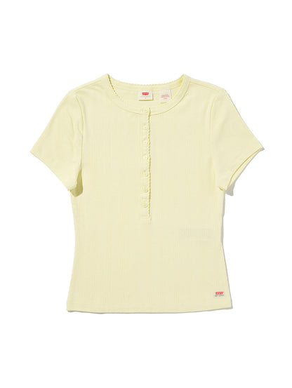 DRY GOODS ポインテール ショートスリーブ ヘンリーネックTシャツ