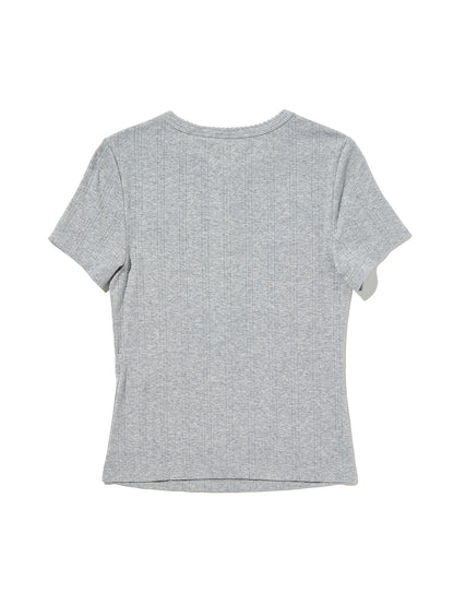 DRY GOODS ポインテール ショートスリーブ ヘンリーネックTシャツ