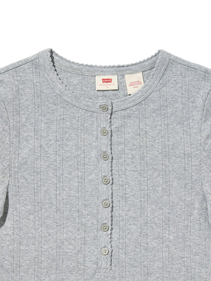 DRY GOODS ポインテール ショートスリーブ ヘンリーネックTシャツ