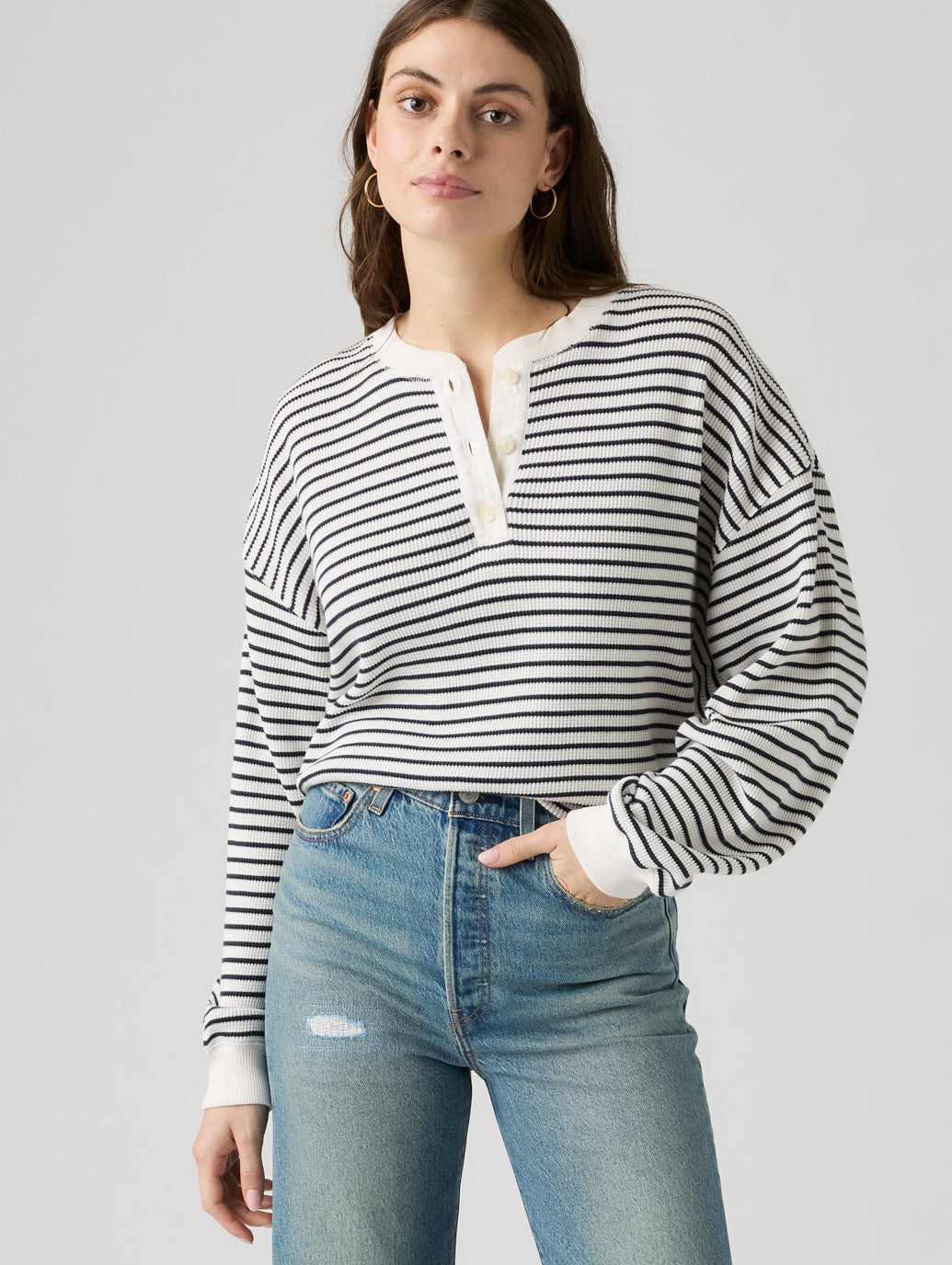 DRY GOODS リラックス ロングスリーブ ヘンリーTシャツ