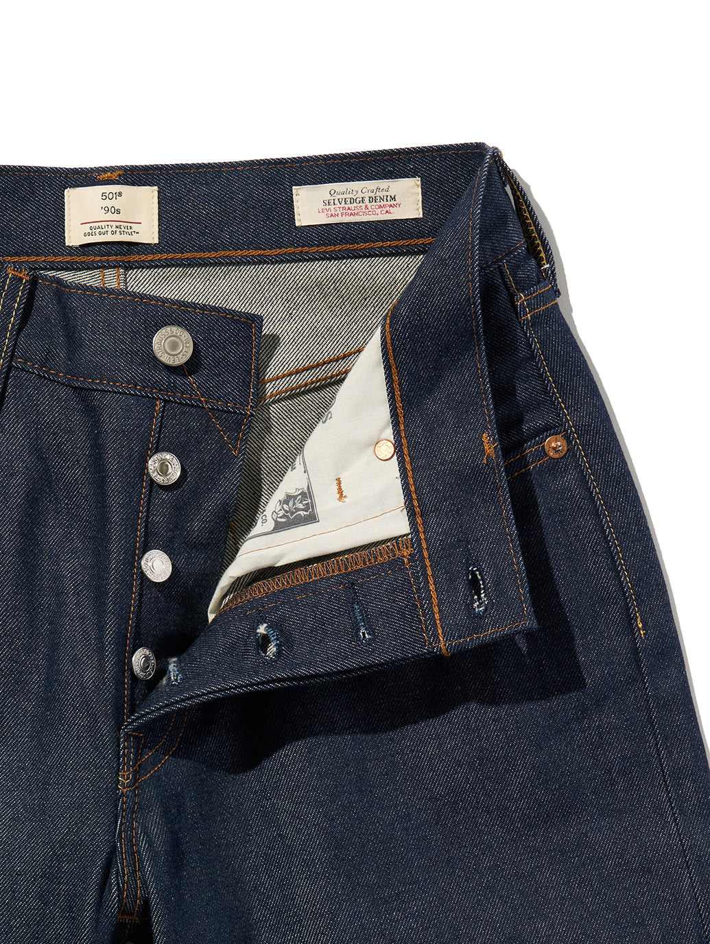 501®'90S ジーンズ ダークインディゴ セルビッジ リジッド