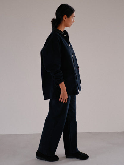 PREMIUM BLACK LEATHER WORK DENIM JACKET