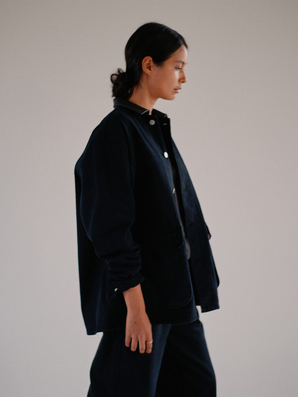 PREMIUM BLACK LEATHER WORK DENIM JACKET