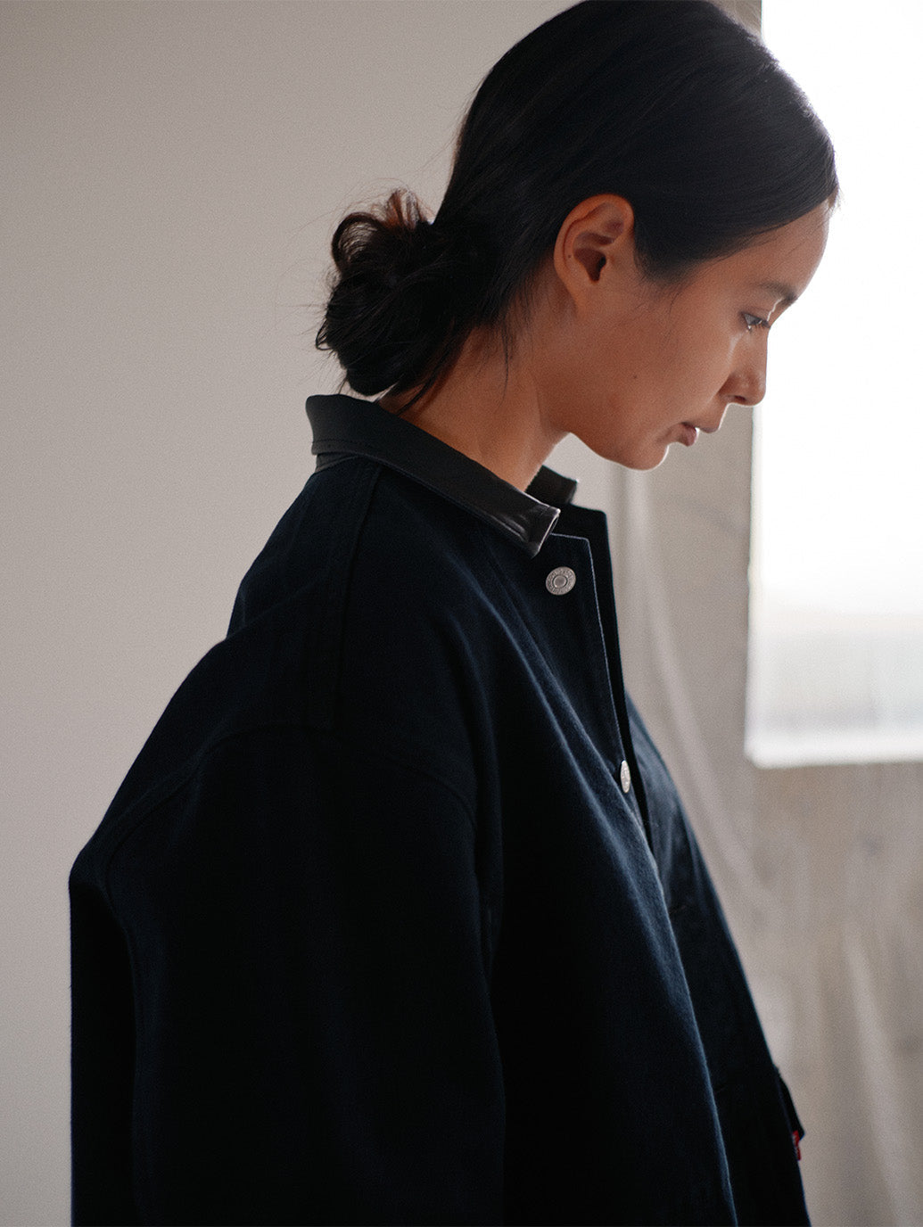 PREMIUM BLACK LEATHER WORK DENIM JACKET