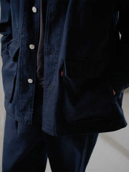 PREMIUM BLACK LEATHER WORK DENIM JACKET