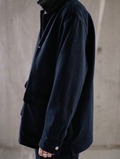 PREMIUM BLACK LEATHER WORK DENIM JACKET