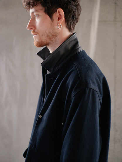 PREMIUM BLACK LEATHER WORK DENIM JACKET
