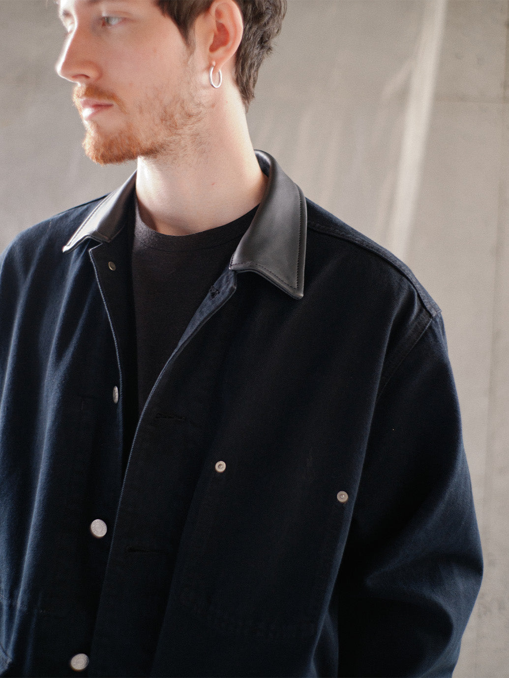 PREMIUM BLACK LEATHER WORK DENIM JACKET