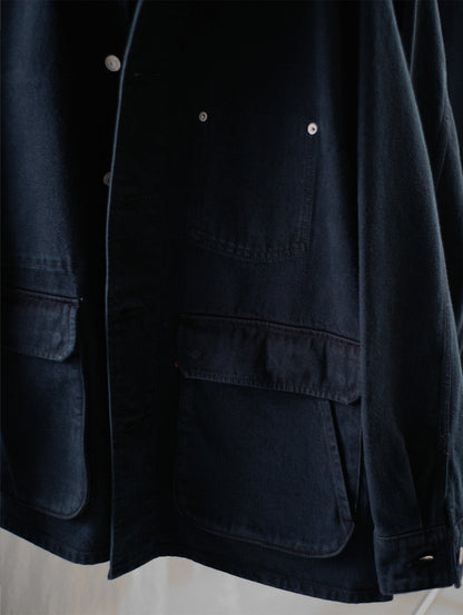 PREMIUM BLACK LEATHER WORK DENIM JACKET
