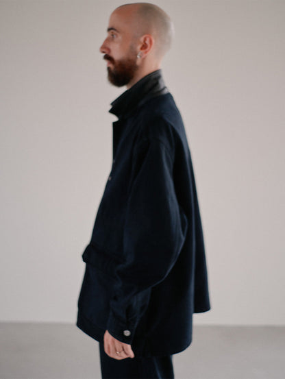 PREMIUM BLACK LEATHER WORK DENIM JACKET